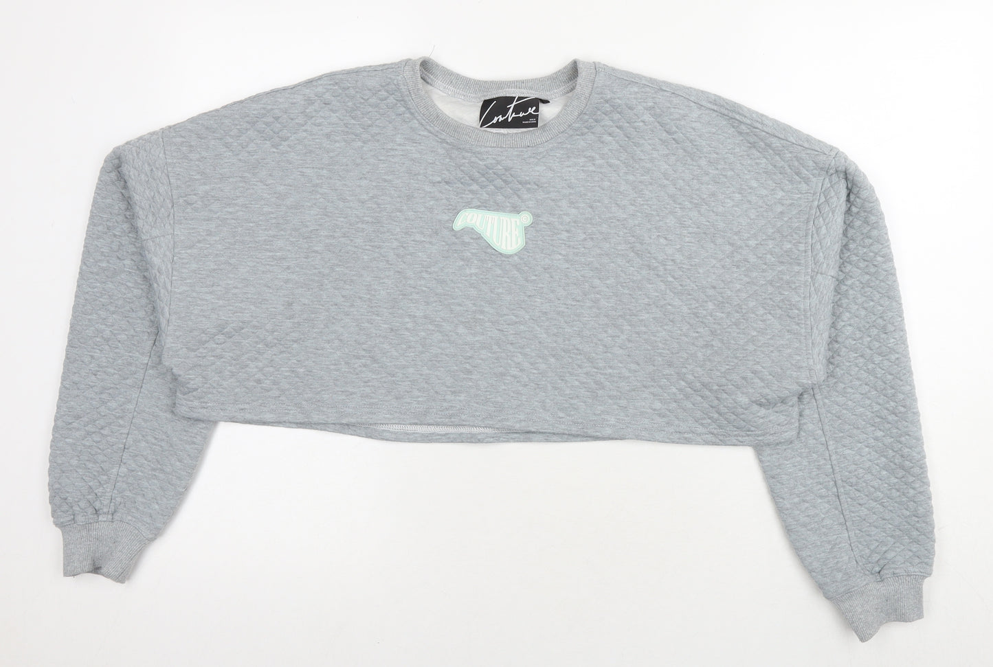 Coulture Womens Grey Cotton Pullover Sweatshirt Size M Pullover - Logo Cropped