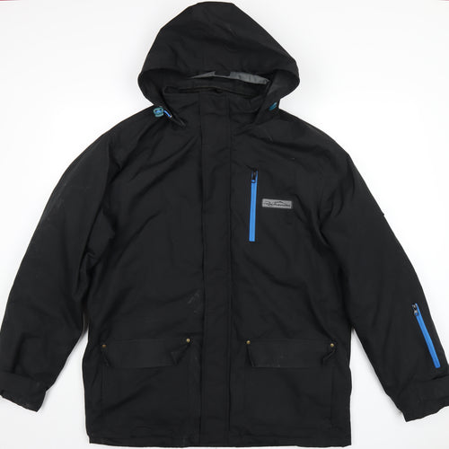 Atlas Mens Black Rain Coat Coat Size L Zip
