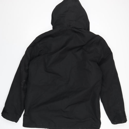 Atlas Mens Black Rain Coat Coat Size L Zip