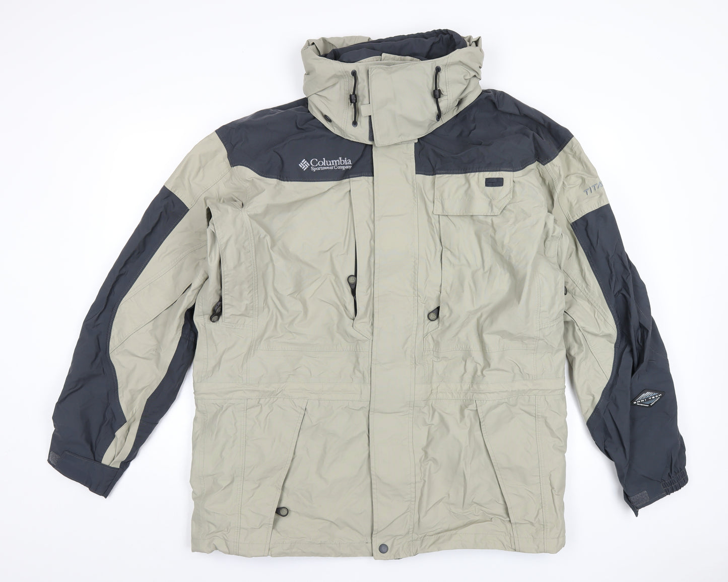 Columbia Mens Beige Rain Coat Coat Size L Zip