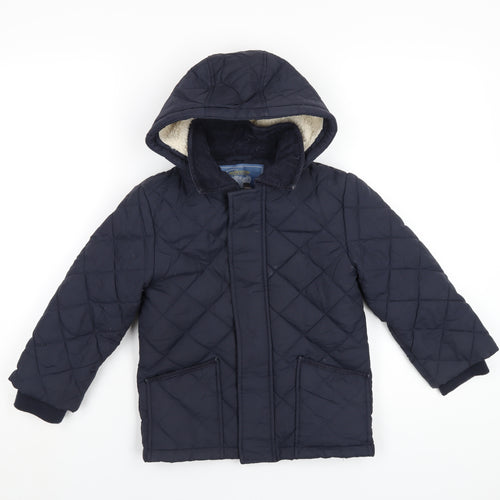 Monsoon Boys Blue Quilted Coat Size 5-6 Years Zip