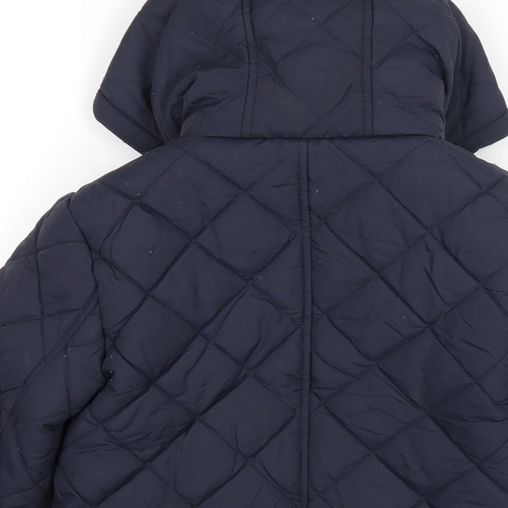 Monsoon Boys Blue Quilted Coat Size 5-6 Years Zip