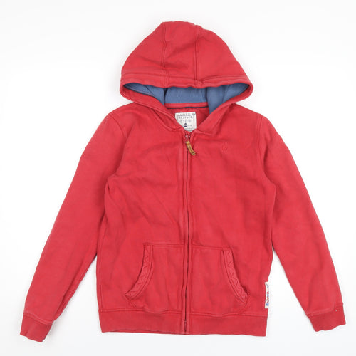 Fat Face Boys Red Cotton Full Zip Hoodie Size 12-13 Years Zip