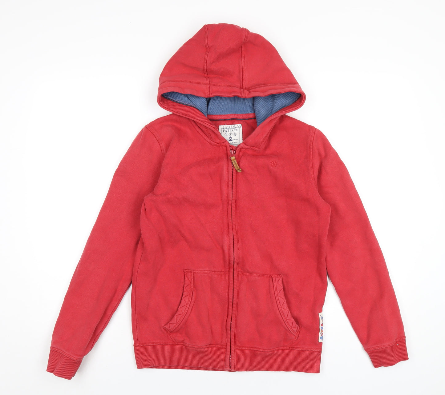 Fat Face Boys Red Cotton Full Zip Hoodie Size 12-13 Years Zip