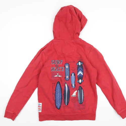 Fat Face Boys Red Cotton Full Zip Hoodie Size 12-13 Years Zip