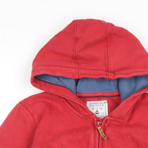 Fat Face Boys Red Cotton Full Zip Hoodie Size 12-13 Years Zip