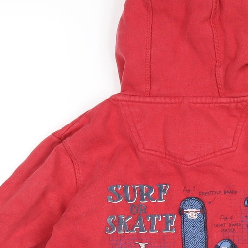 Fat Face Boys Red Cotton Full Zip Hoodie Size 12-13 Years Zip