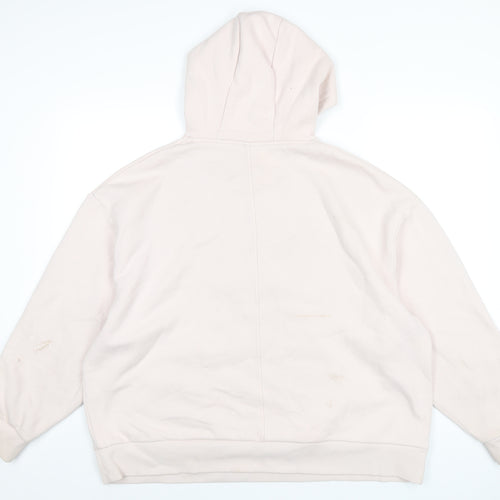 COLLUSION Womens Pink Cotton Pullover Hoodie Size 10 Pullover