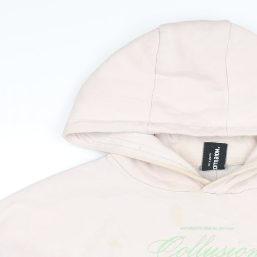COLLUSION Womens Pink Cotton Pullover Hoodie Size 10 Pullover