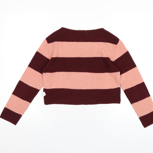 Harry Potter Girls Pink Round Neck Striped Acrylic Pullover Jumper Size 10-11 Years Pullover