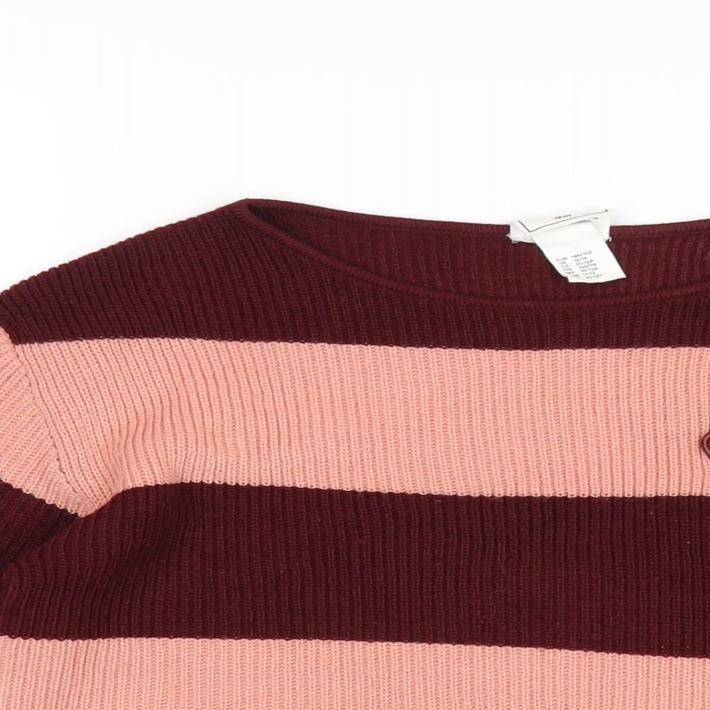 Harry Potter Girls Pink Round Neck Striped Acrylic Pullover Jumper Size 10-11 Years Pullover