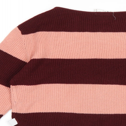Harry Potter Girls Pink Round Neck Striped Acrylic Pullover Jumper Size 10-11 Years Pullover