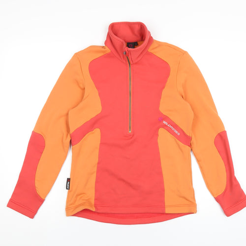 Wild Roses Womens Orange Cotton Pullover Sweatshirt Size L Zip