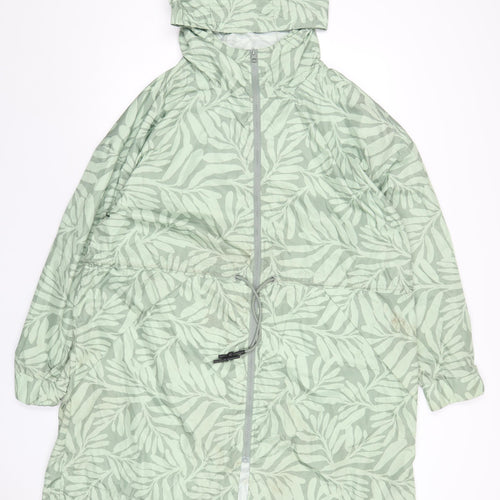 Dunnes Stores Womens Green Geometric Rain Coat Coat Size XL Zip