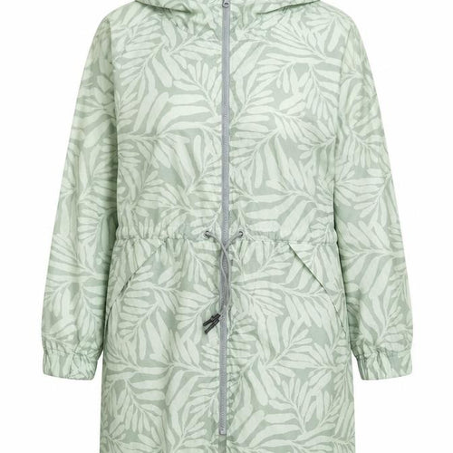 Dunnes Stores Womens Green Geometric Rain Coat Coat Size XL Zip