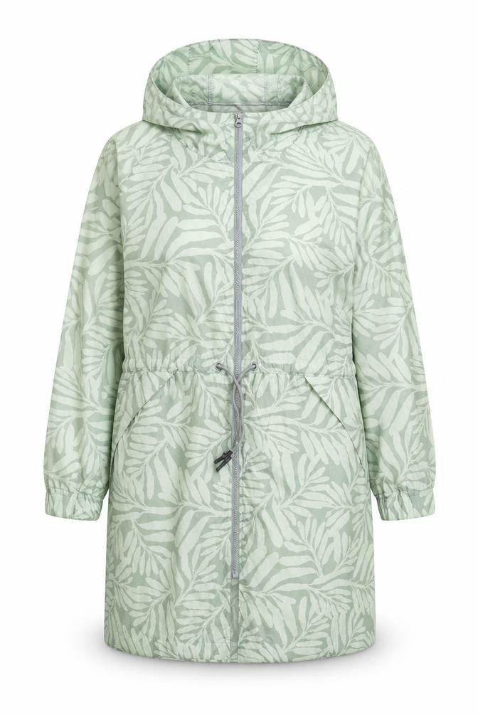 Dunnes Stores Womens Green Geometric Rain Coat Coat Size XL Zip