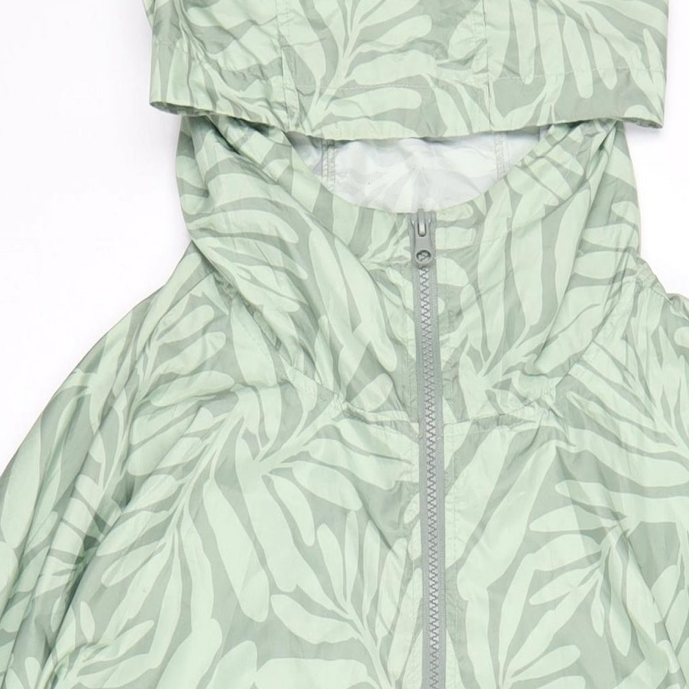 Dunnes Stores Womens Green Geometric Rain Coat Coat Size XL Zip