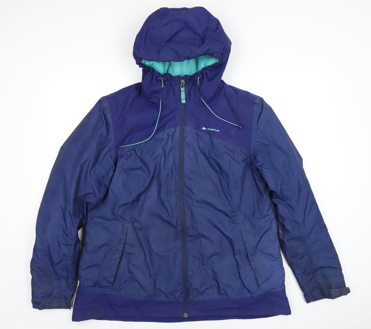 Quechua Womens Blue Rain Coat Coat Size XL Zip