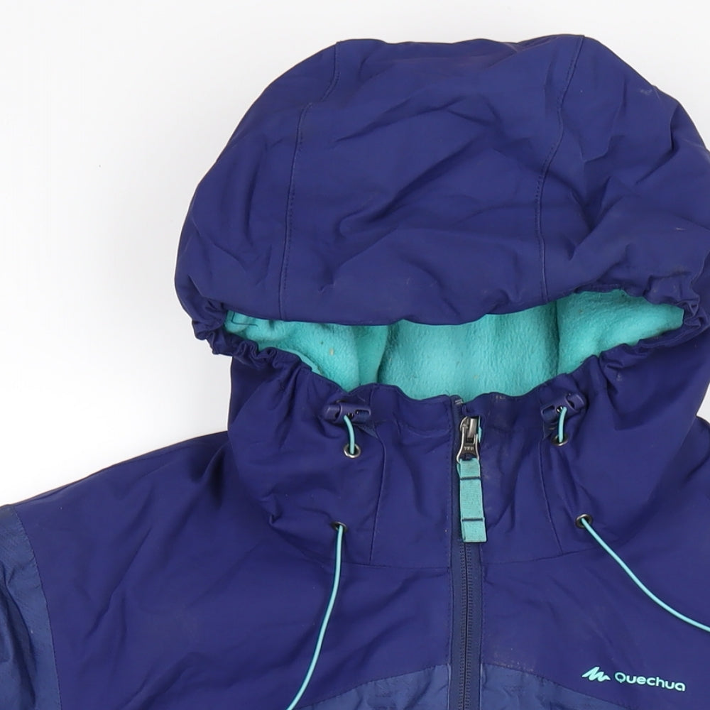 Quechua Womens Blue Rain Coat Coat Size XL Zip