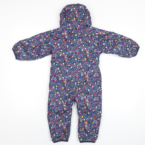 JoJo Maman Bébé Girls Multicoloured Geometric Puffer Jacket Snowsuit Size 18-24 Months Zip