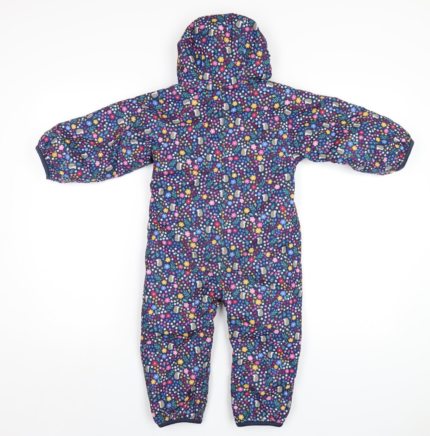 JoJo Maman Bébé Girls Multicoloured Geometric Puffer Jacket Snowsuit Size 18-24 Months Zip