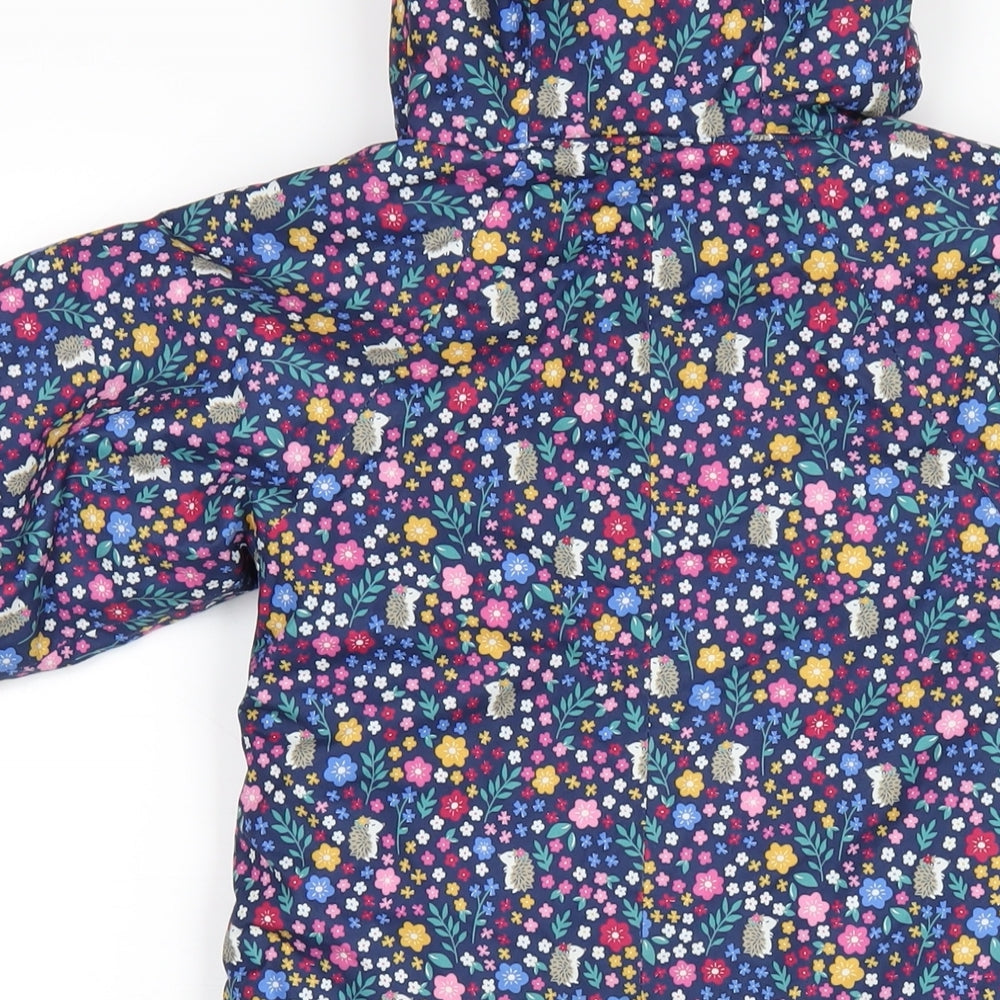 JoJo Maman Bébé Girls Multicoloured Geometric Puffer Jacket Snowsuit Size 18-24 Months Zip