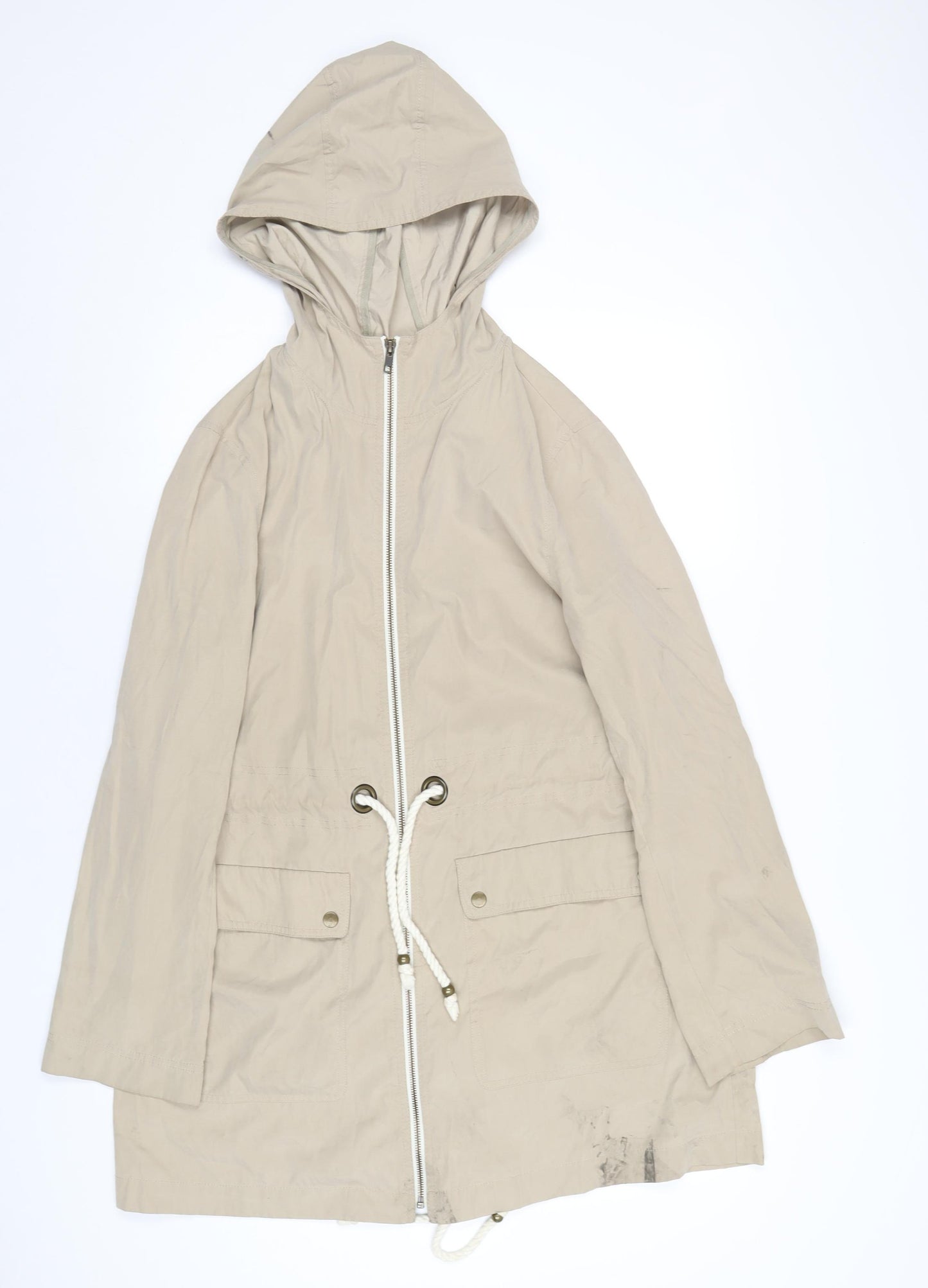 Laura Ashley Womens Beige Anorak Coat Size 16 Zip