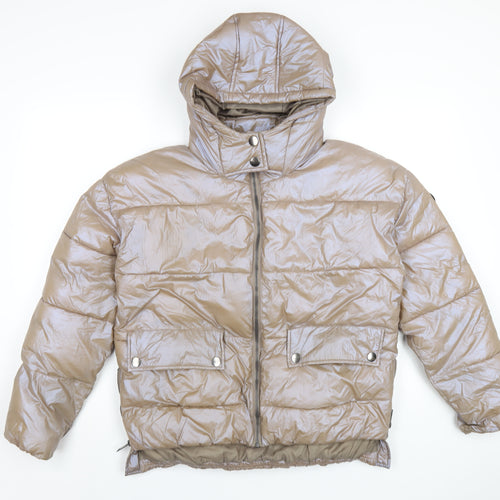 Harvey Jones Womens Beige Puffer Jacket Coat Size 12 Zip