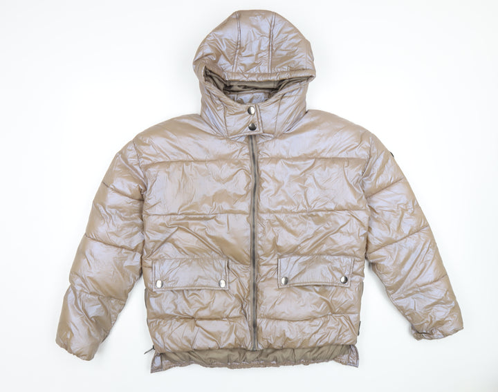 Harvey Jones Womens Beige Puffer Jacket Coat Size 12 Zip