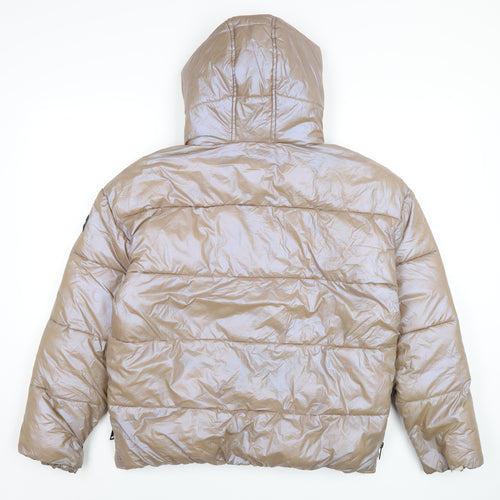 Harvey Jones Womens Beige Puffer Jacket Coat Size 12 Zip