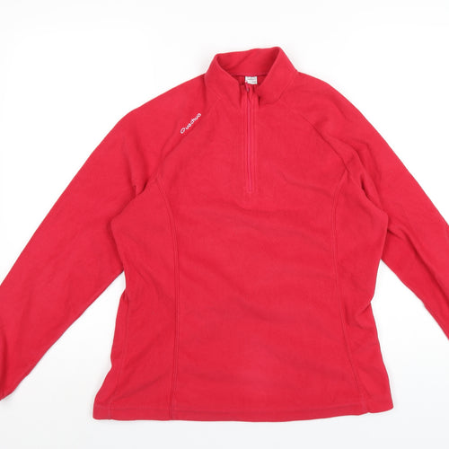 Quechua Womens Red Polyester Pullover Sweatshirt Size L Zip