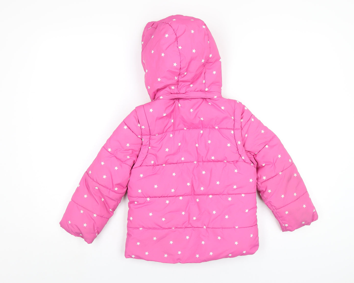 Mini Boden Girls Pink Geometric Puffer Jacket Coat Size 4-5 Years Zip