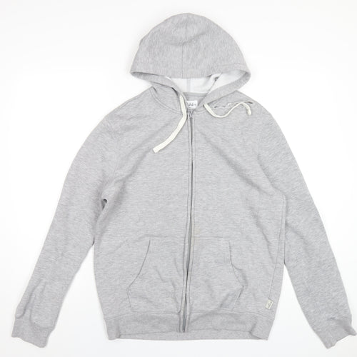 Easy Mens Grey Cotton Full Zip Hoodie Size M