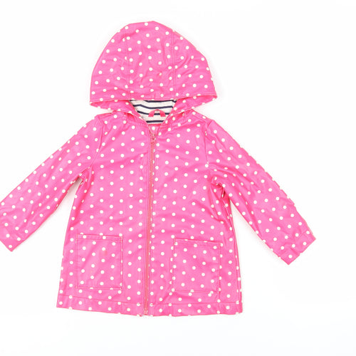 Gap Girls Pink Polka Dot Rain Coat Coat Size 2 Years Zip - Hooded