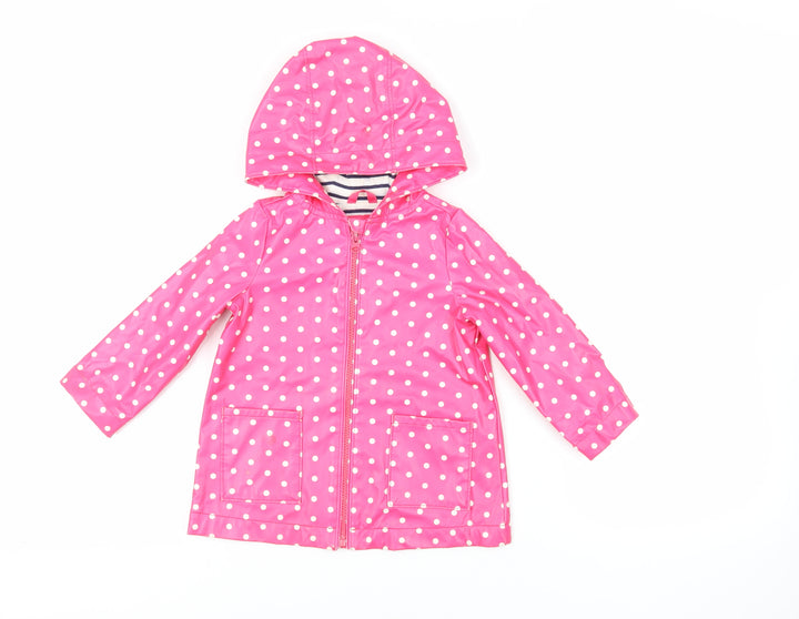 Gap Girls Pink Polka Dot Rain Coat Coat Size 2 Years Zip - Hooded