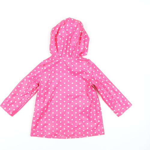 Gap Girls Pink Polka Dot Rain Coat Coat Size 2 Years Zip - Hooded