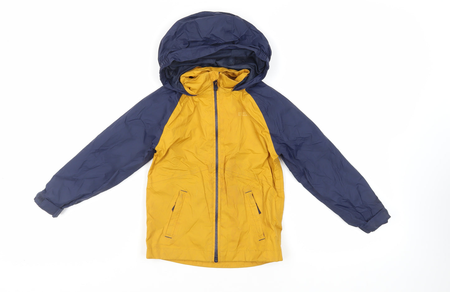 Mountain Warehouse Boys Yellow Colourblock Windbreaker Jacket Size 5-6 Years Zip - Logo Water Resistant