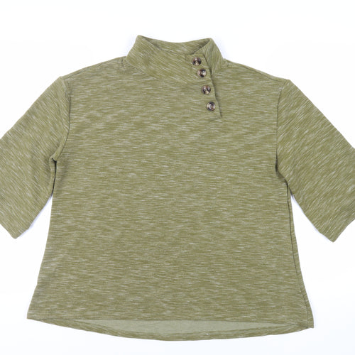 Rain Womens Green Polyester Pullover Sweatshirt Size M Button
