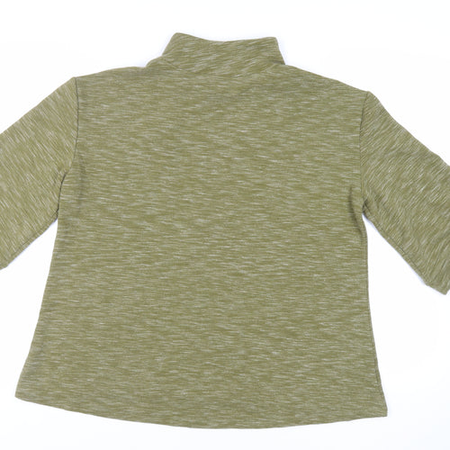 Rain Womens Green Polyester Pullover Sweatshirt Size M Button