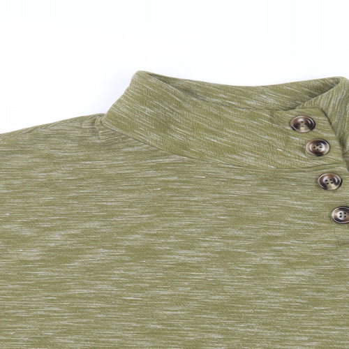 Rain Womens Green Polyester Pullover Sweatshirt Size M Button
