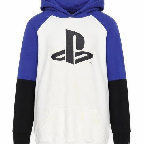 PlayStation Girls Blue Colourblock Cotton Pullover Hoodie Size 14-15 Years Pullover - Logo Pockets