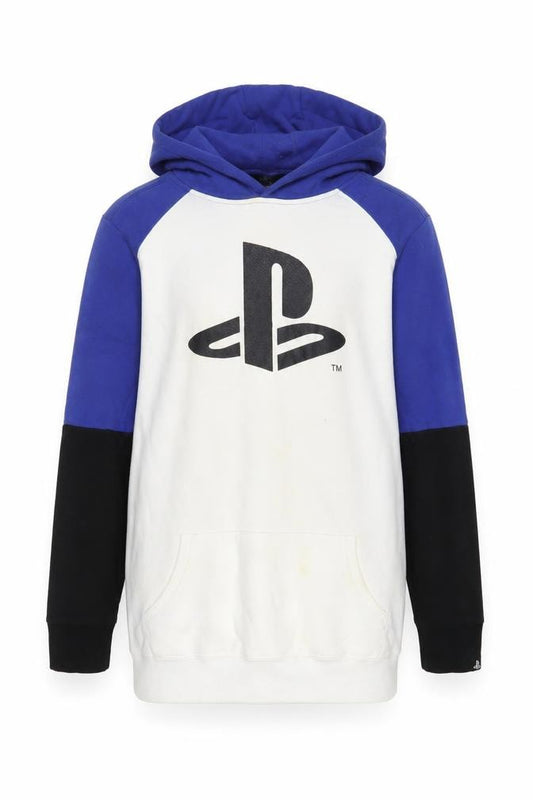 PlayStation Girls Blue Colourblock Cotton Pullover Hoodie Size 14-15 Years Pullover - Logo Pockets
