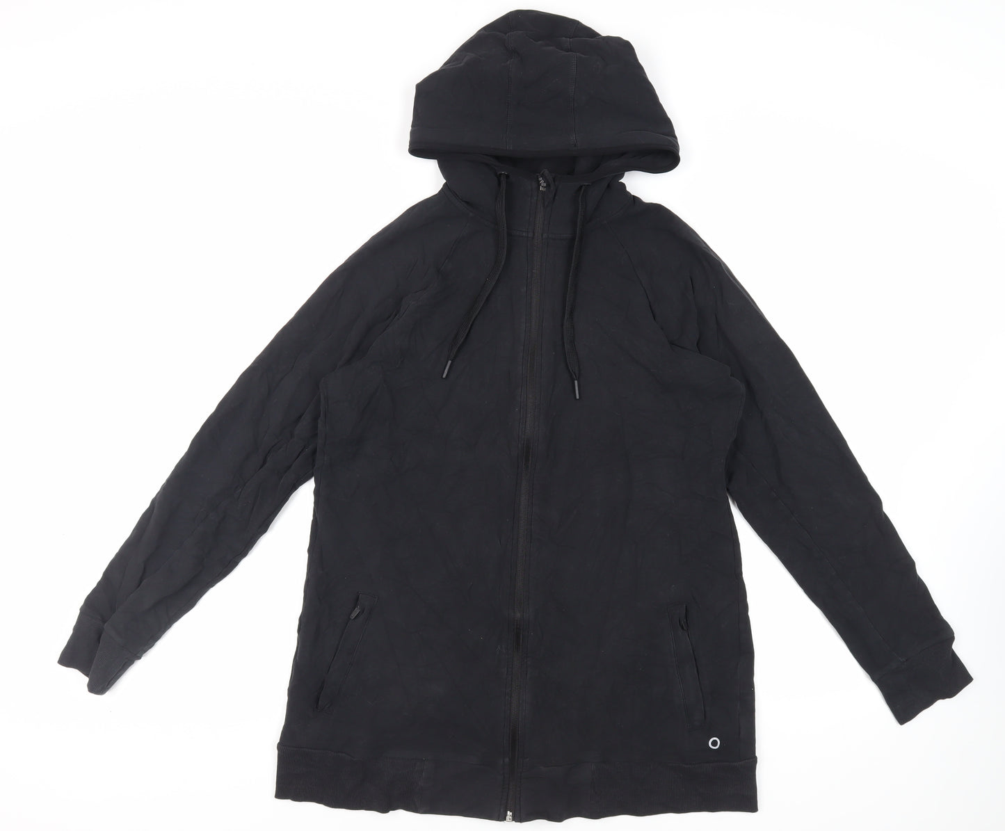 GOODMOVE Womens Black Cotton Full Zip Hoodie Size 16 Zip