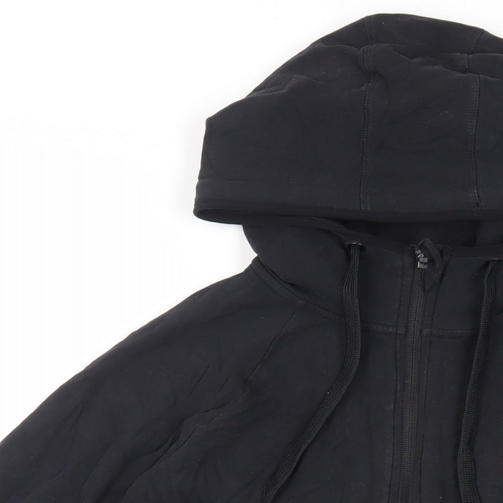 GOODMOVE Womens Black Cotton Full Zip Hoodie Size 16 Zip