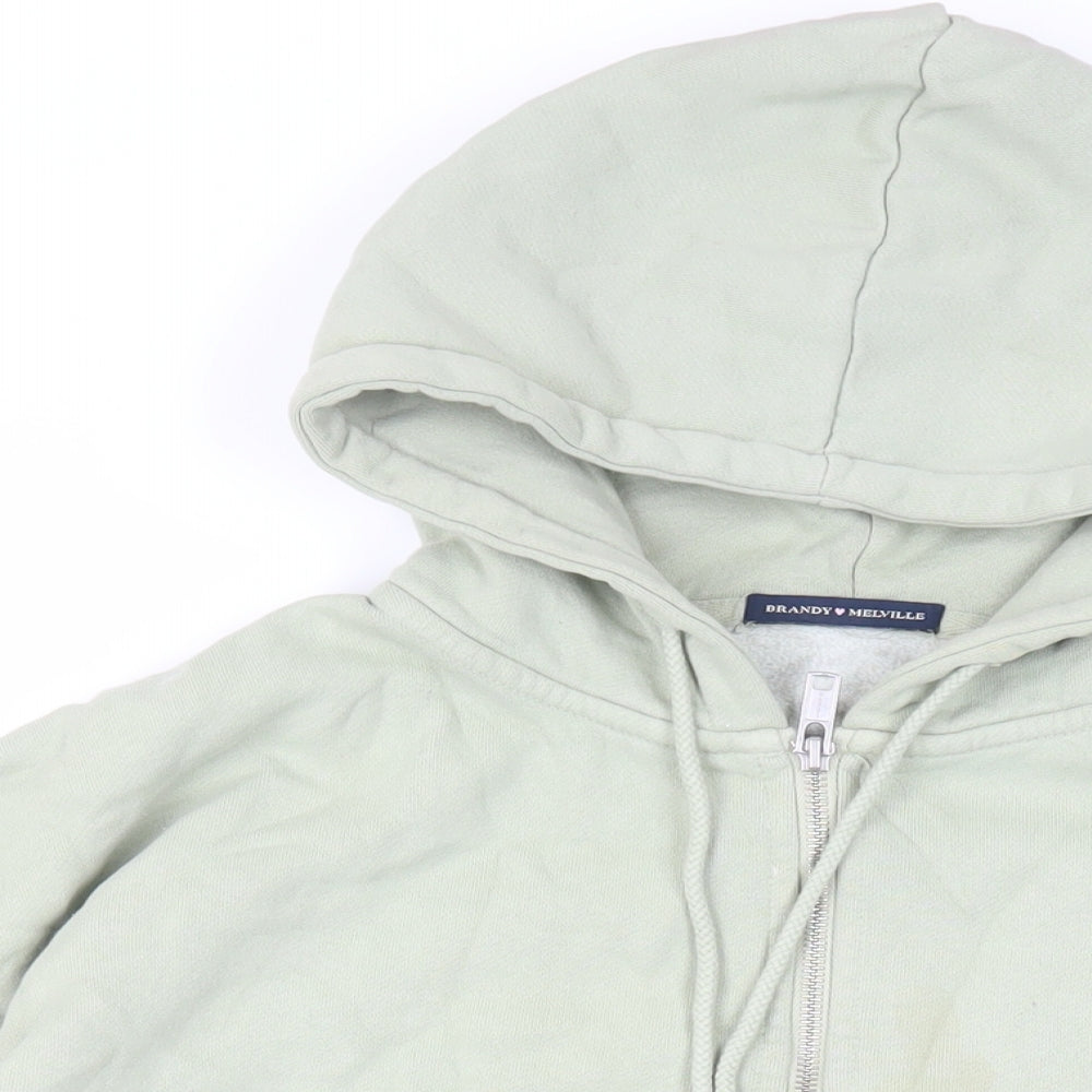 Brandy Melville Womens Green Cotton Full Zip Hoodie Size L Zip