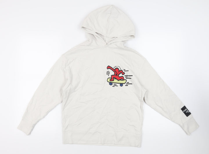 Zara Girls Ivory Cotton Pullover Hoodie Size 11-12 Years Pullover - Keith Han