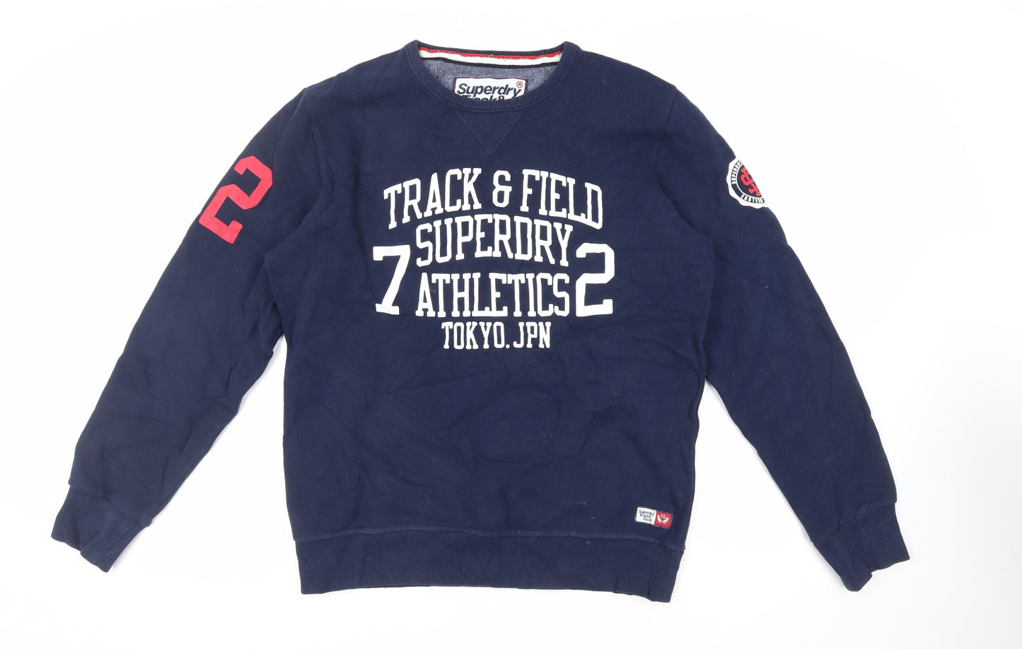 Superdry Mens Blue Cotton Pullover Sweatshirt Size 2XL - Logo