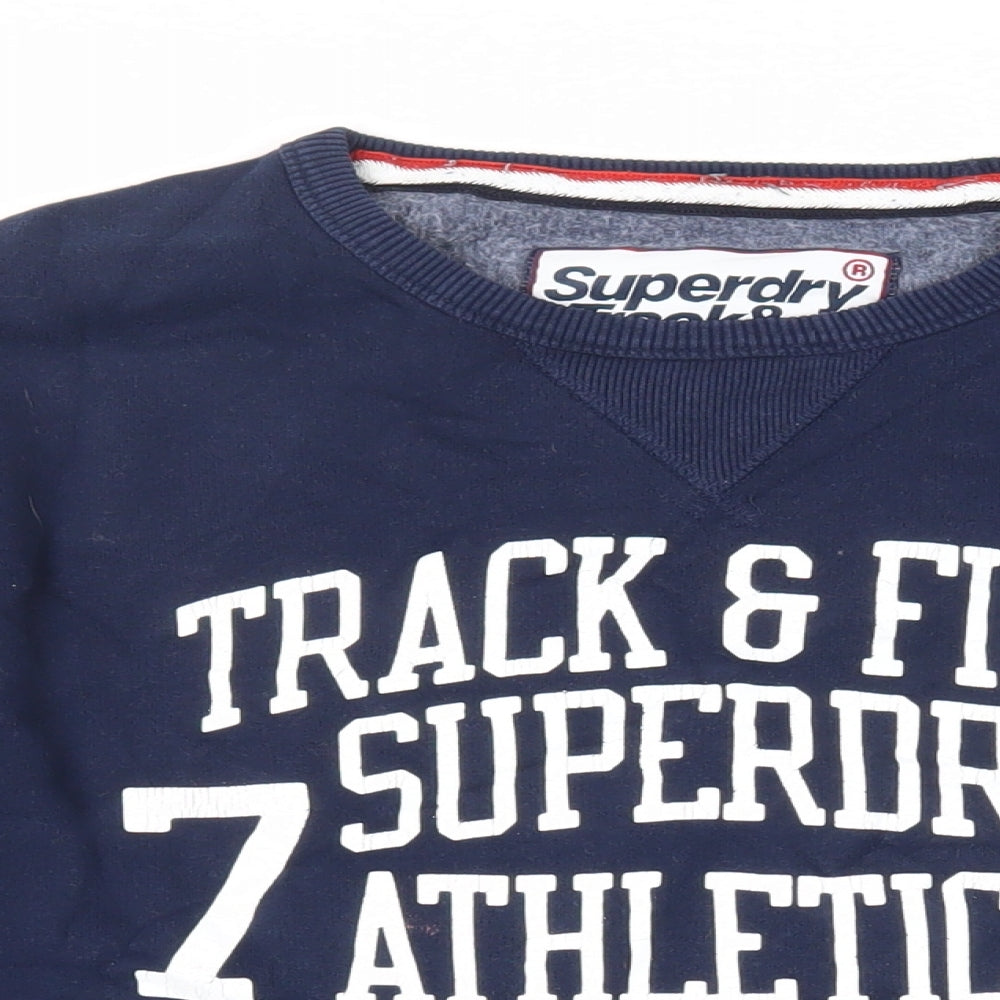 Superdry Mens Blue Cotton Pullover Sweatshirt Size 2XL - Logo