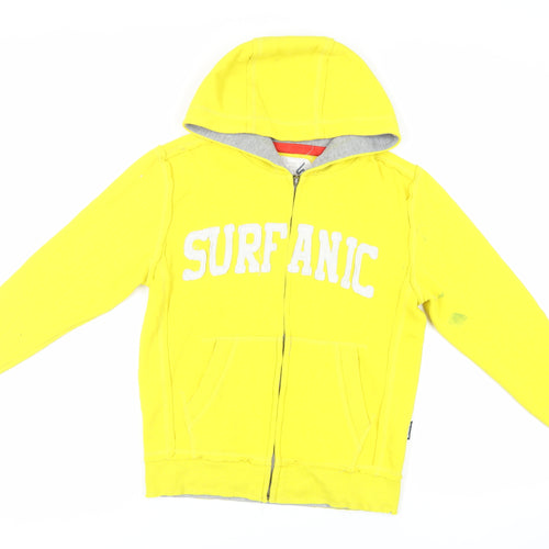 Surfanic Girls Yellow Cotton Full Zip Hoodie Size 8-9 Years Zip - Logo
