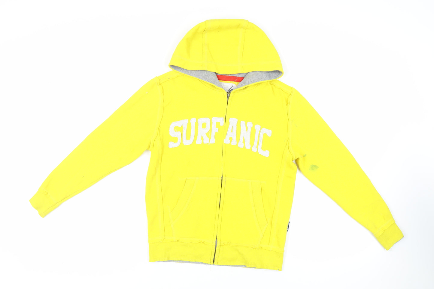 Surfanic Girls Yellow Cotton Full Zip Hoodie Size 8-9 Years Zip - Logo